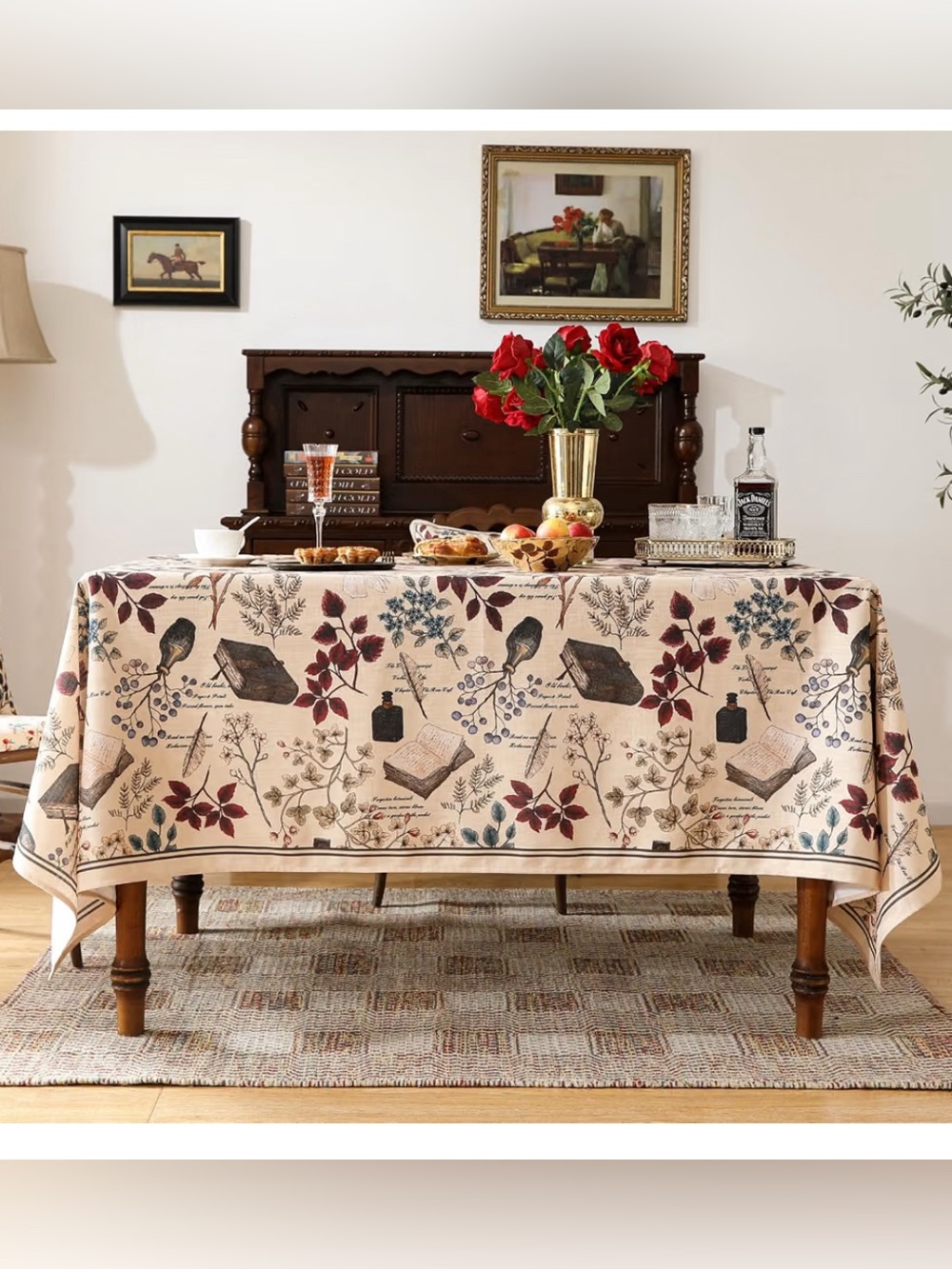 Designer French Linen Rectangular Tablecloth - Picture 3 of 10